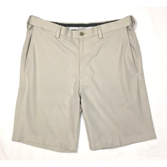 Haggar Cool 18 Pro Shorts Men's Light Beige Stretch Waist Golf  Tag 34 FIT 35.5 - Picture 1 of 10